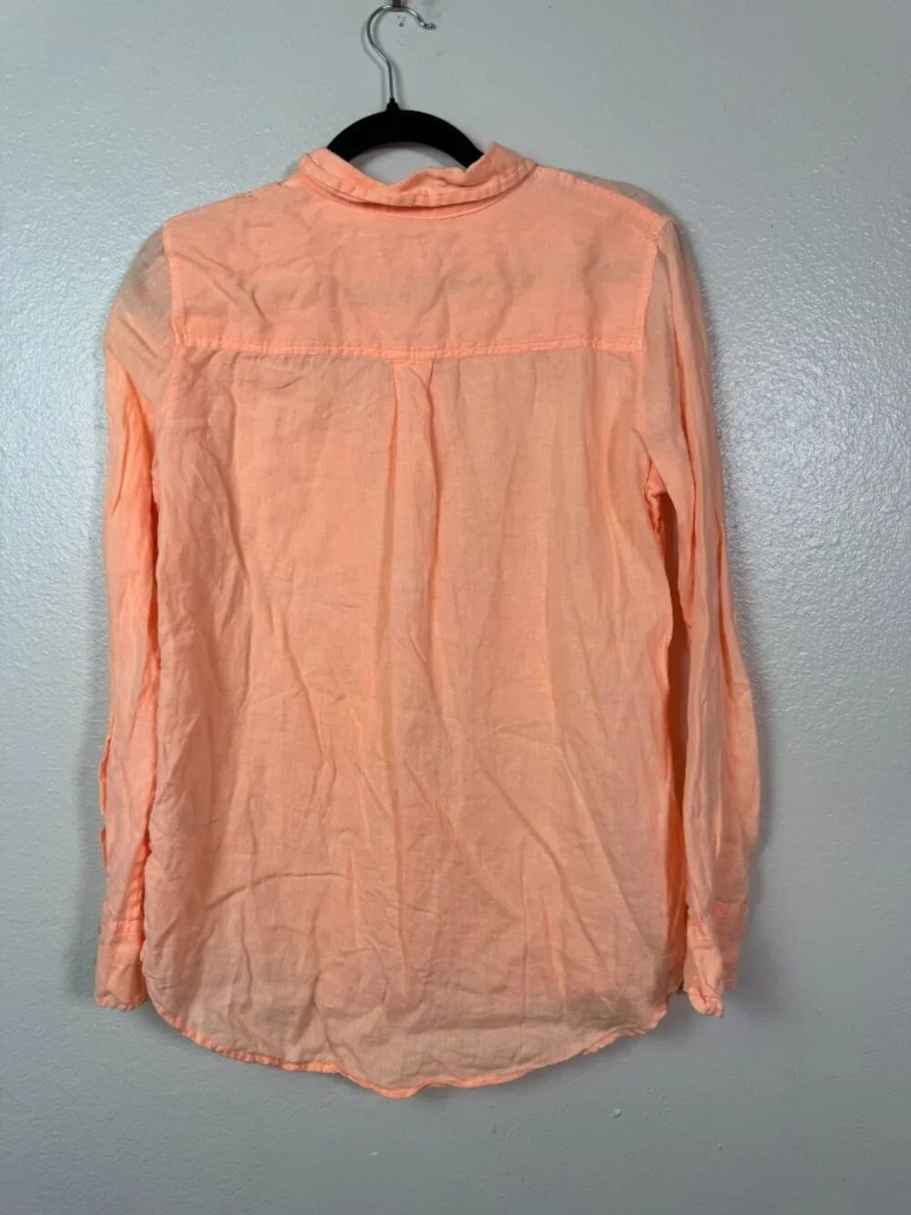 J. Crew Womens Peach Orange 100% Linen Button Up Shirt Size Small Long sleeve